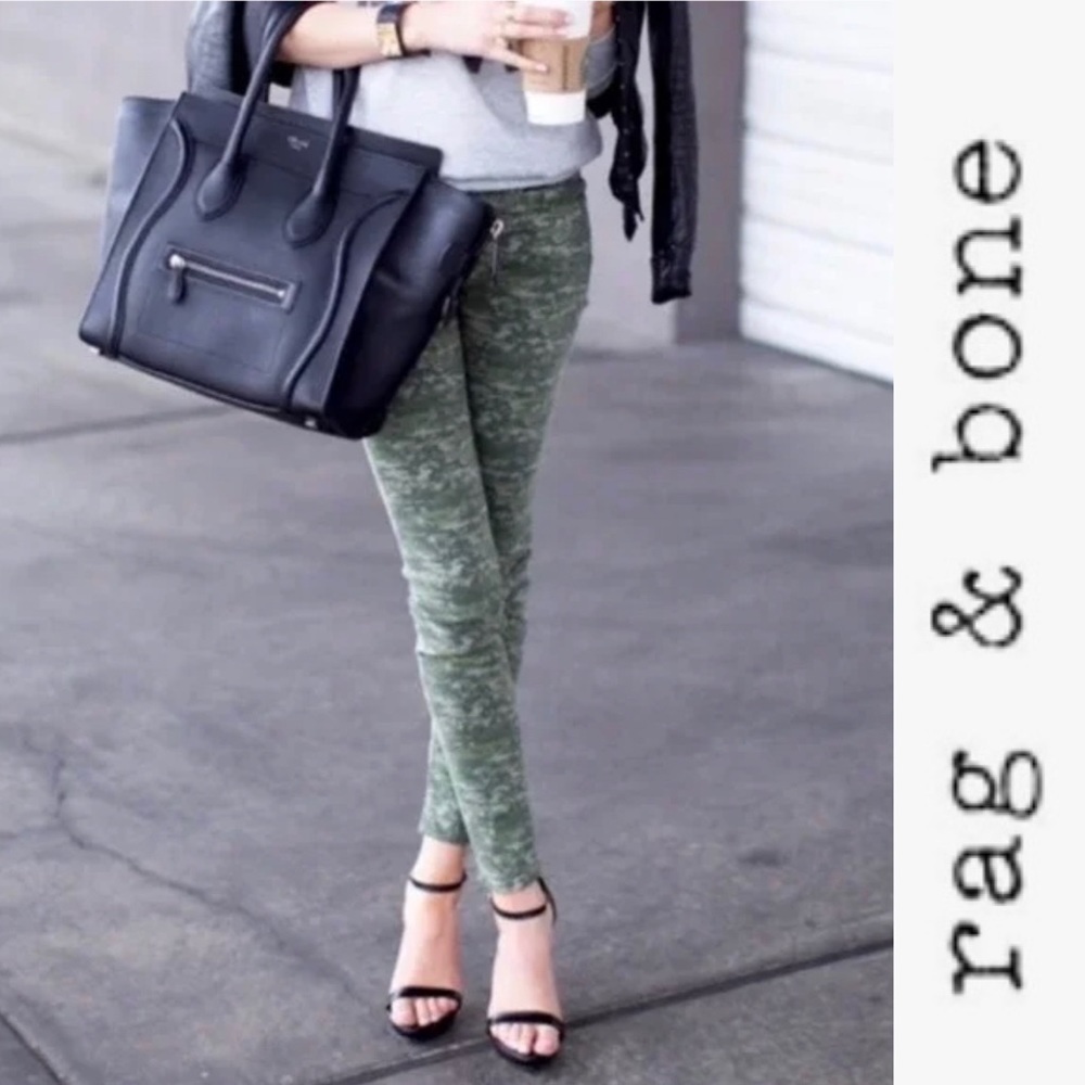 Rag + Bone Digital Camo Army Green Skinny Jeans 25